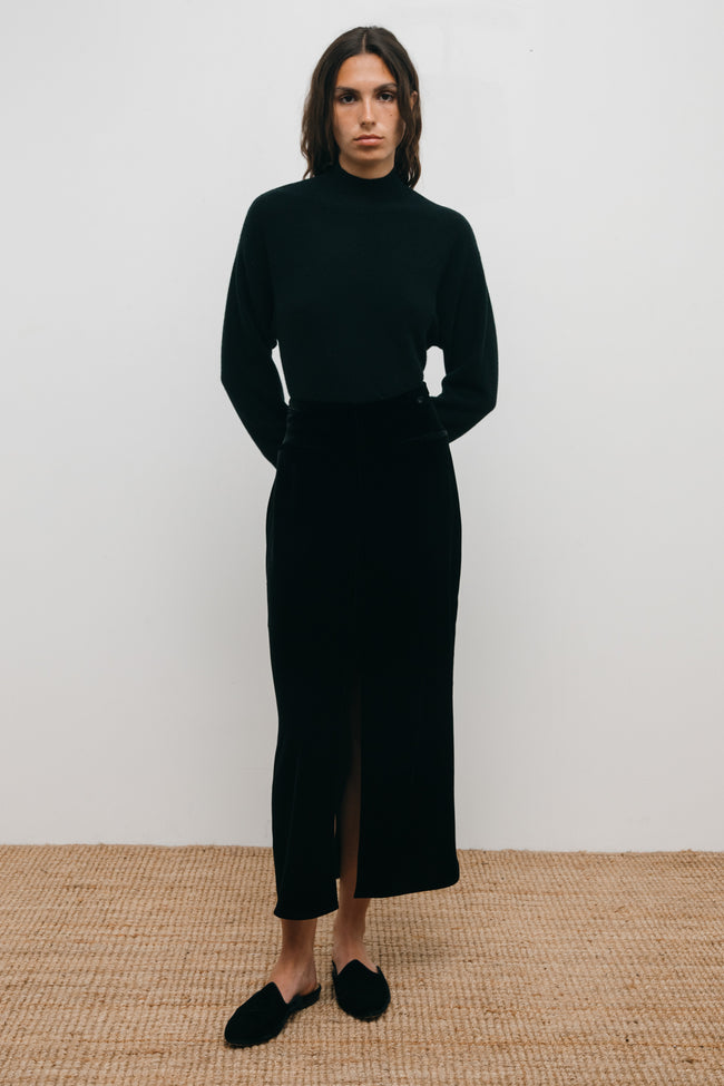 Le Kasha CASTELLO Velvet Skirt Black