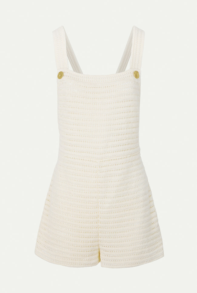 le kasha DAKHAL linen crochet jumpsuit White