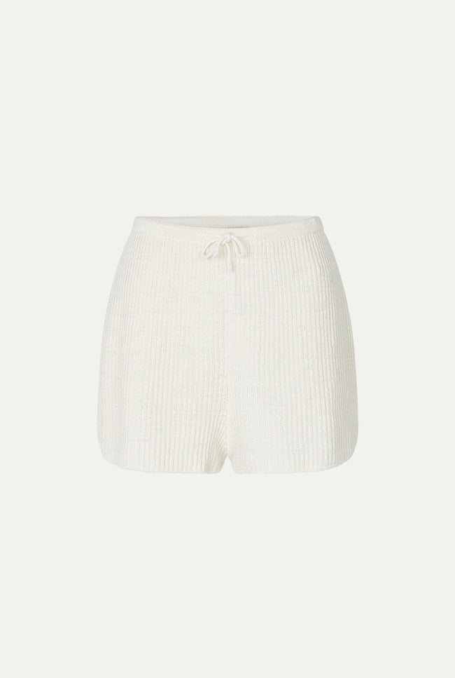 le kasha DARAW linen crochet short White