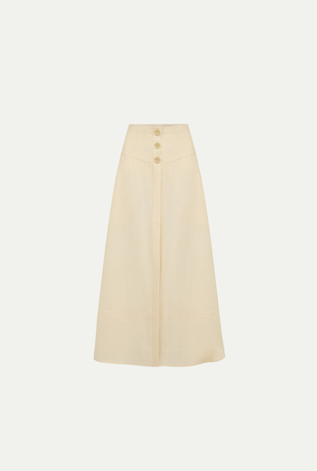 le kasha FARAFRA linen skirt White