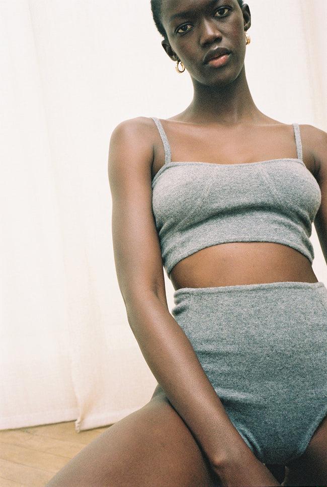 Le Kasha FIGARI Cashmere Bralette CHARCOAL