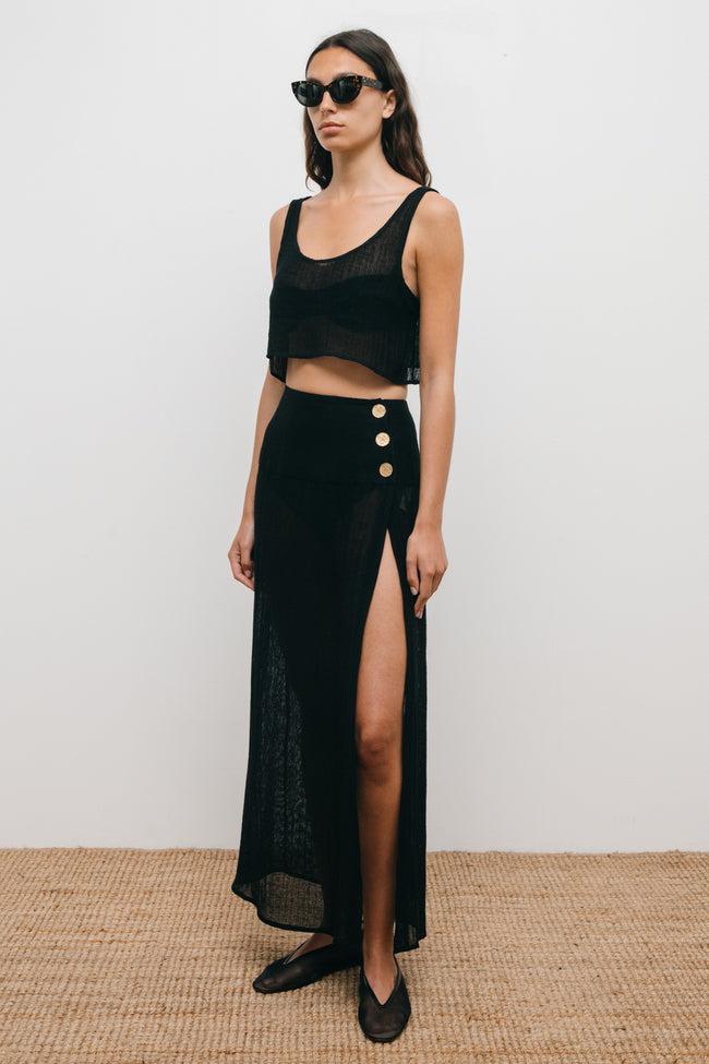 Le Kasha HAIFA Linen Skirt (gaz Version) Black