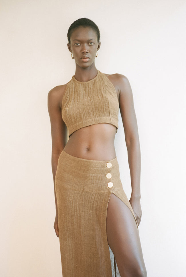 Le Kasha HAIFA Linen Skirt (gaz Version) Black