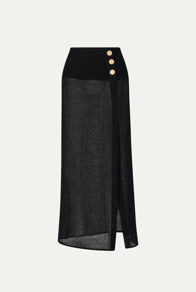 le kasha HAIFA linen skirt (gaz version) Black