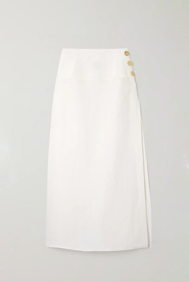 Le Kasha HAIFAL Linen Skirt White