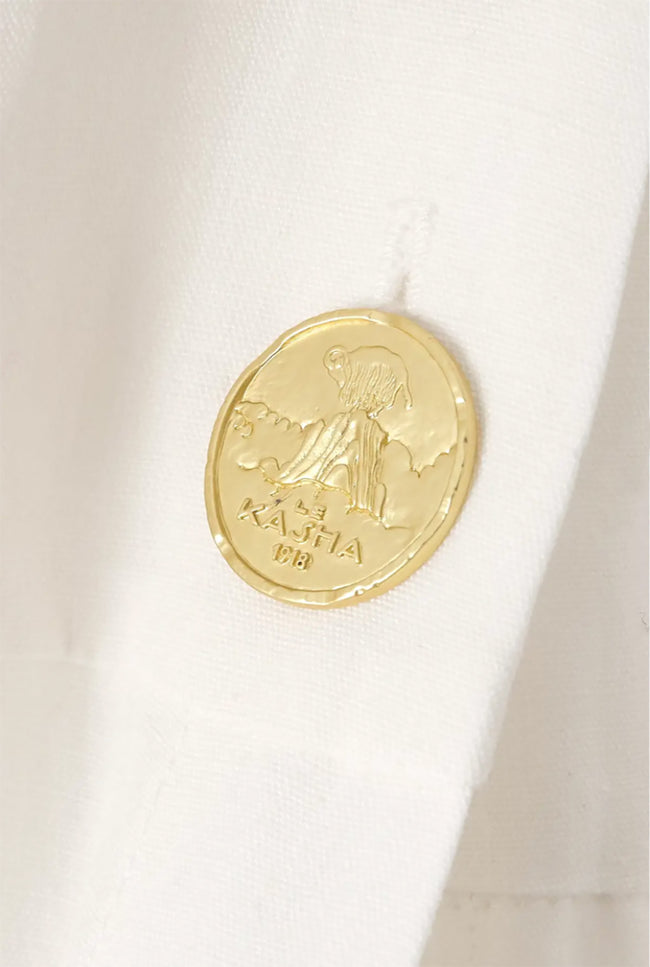 Le Kasha HAIFAL Linen Skirt White