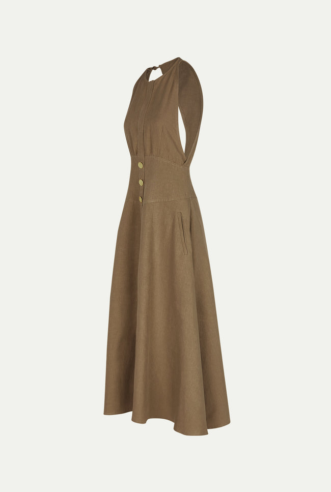 Le Kasha JESMAH Linen Dress Tabac