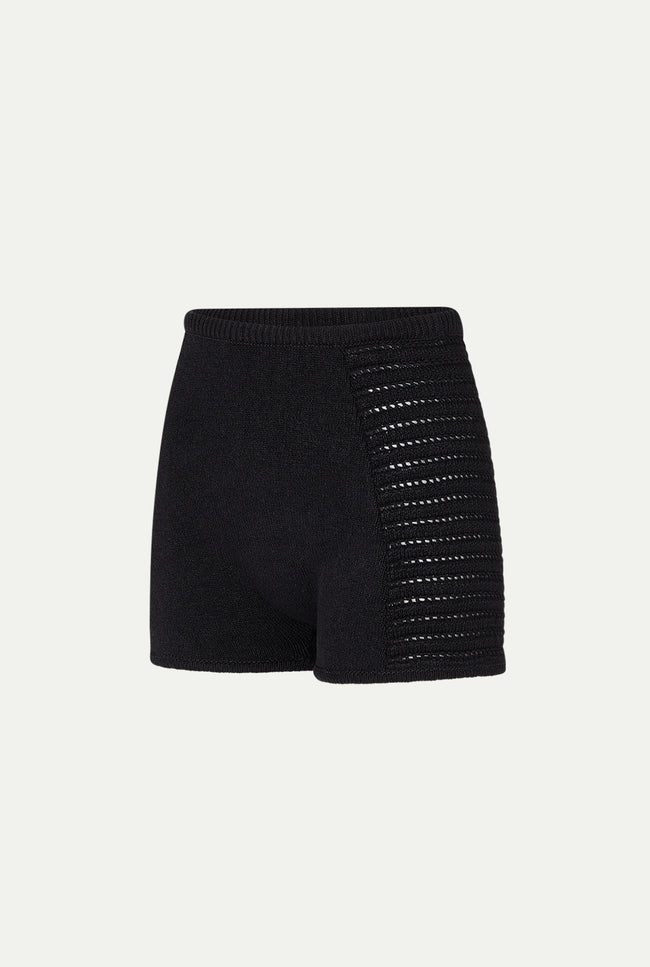 le kasha KABIR linen crochet short Black