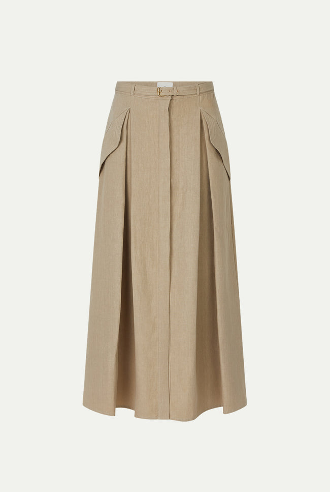 Le Kasha KARUT Linen Skirt White