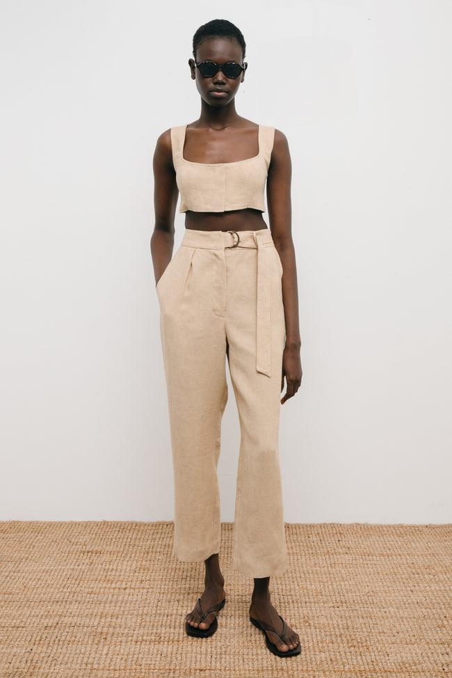 Le Kasha NABQ Linen Pants Straw