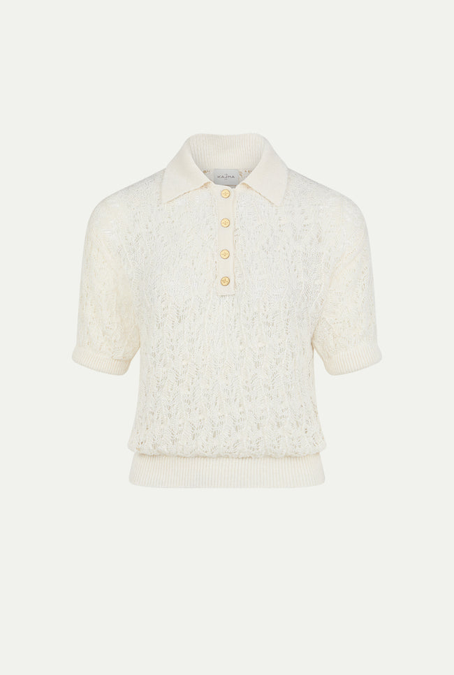 Le Kasha QARAR Linen Crochet Polo