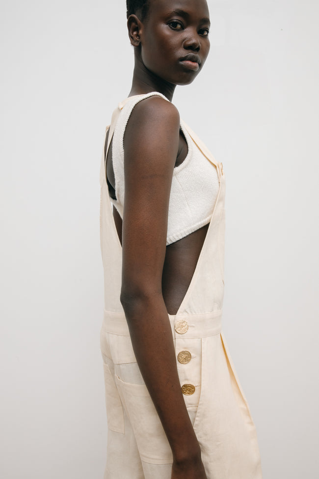 Le Kasha SHARANI Linen Jumpsuit Beige