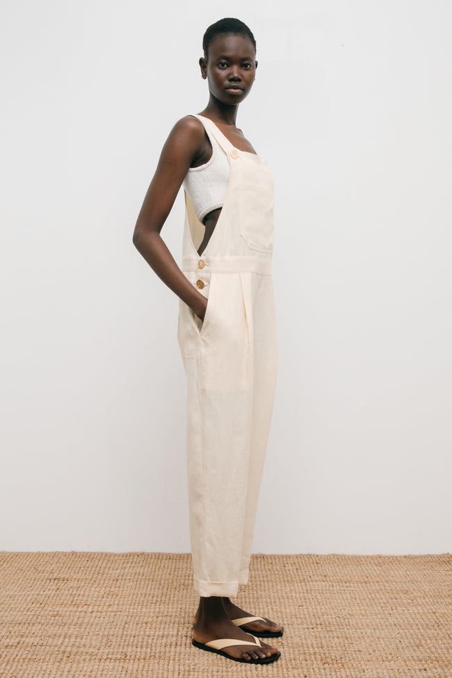 le kasha SHARANI linen jumpsuit Beige