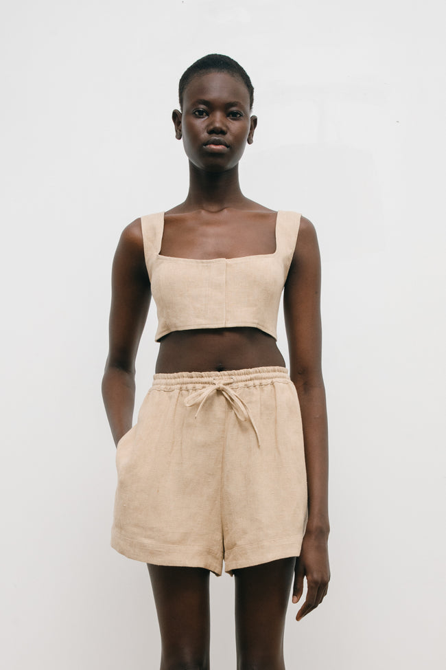 Le Kasha TABAL Linen Short ( Heavier Version) Straw