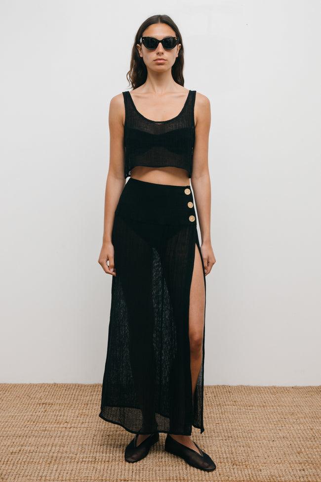 Le Kasha TAHTA Linen Top ( Lin Fin ) Black