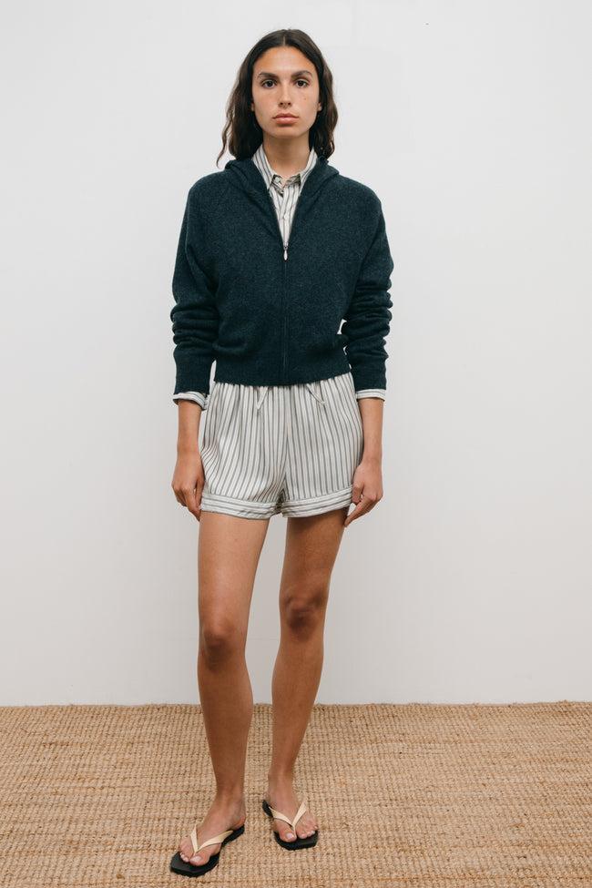 Le Kasha WENSU Silk Shorts Blue Stripes