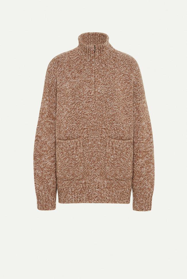 le kasha NEVADA chunky cashmere sweater Camel/White