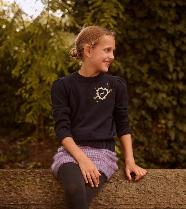 Le Lion Kids Cotton Puff Sleeve Petite Crew Creamsicle