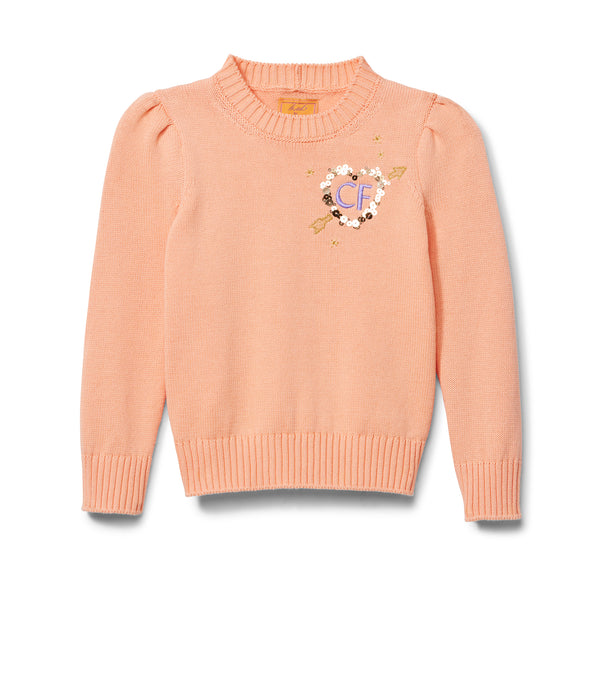 le lion Kids Cotton Puff Sleeve Petite Crew Creamsicle