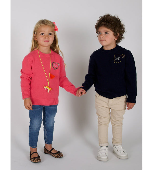 Le Lion Kids Petite Crew With Heart Indigo Magnolia