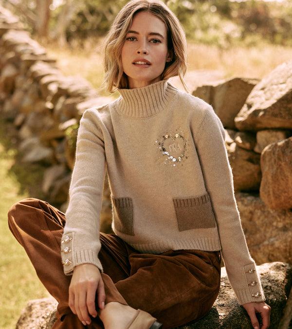 Le Lion Erin Cropped Turtleneck Oat