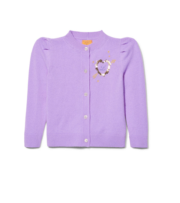 Le Lion Kid's Puff Sleeve Laursie Cardigan Orchid