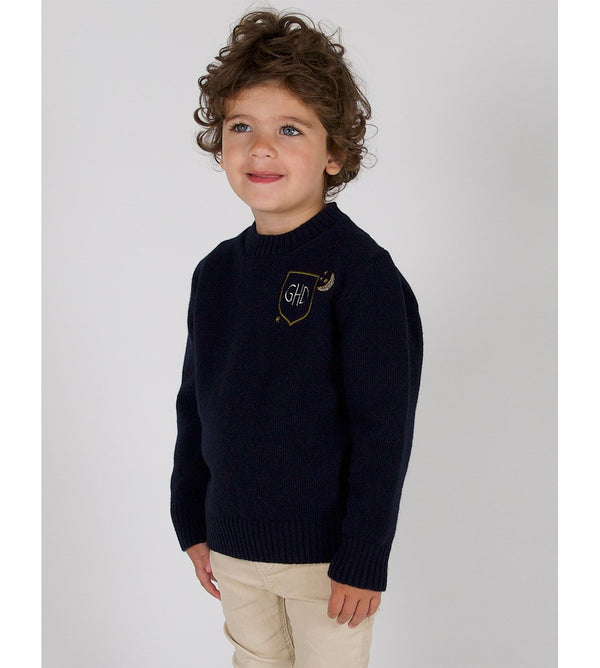 Le Lion Kids Petite Crew With Heraldry Azure Navy