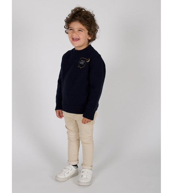Le Lion Kids Petite Crew With Heraldry Azure Navy
