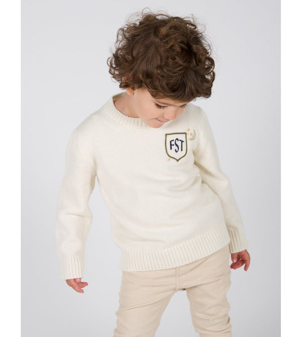 le lion Kids Petite Crew with Heraldry Azure Navy