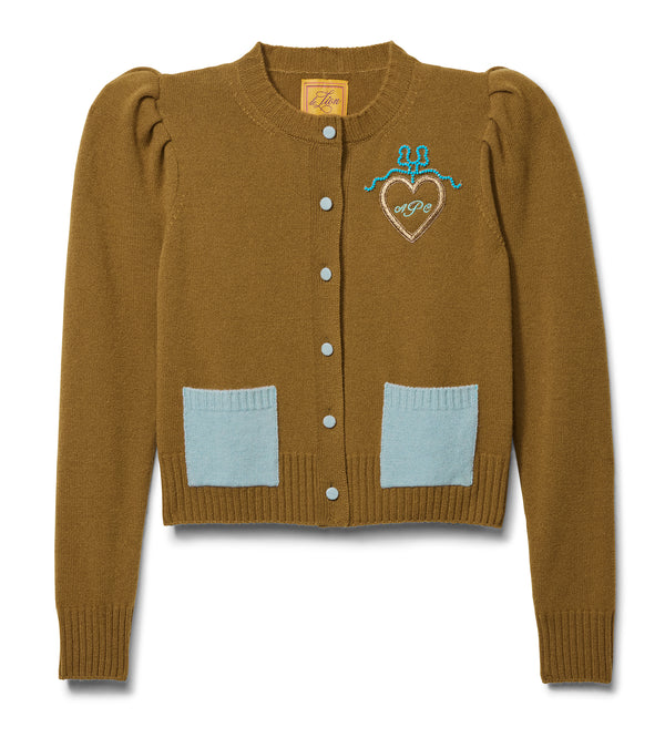 Le Lion Laurita Puff Sleeve Cardigan Peach Pink