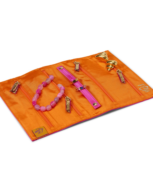 Le Lion Moiré Jewelry Roll Azure Navy