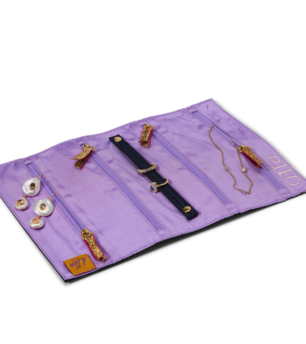 Le Lion Moiré Jewelry Roll Azure Navy