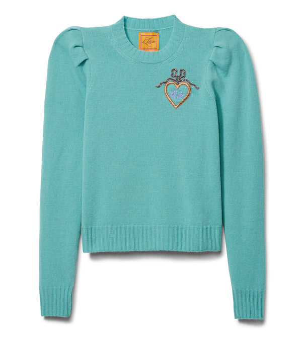 Le Lion Paris Puff Sleeve Crew Pale Teal