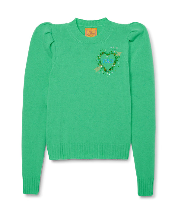 Le Lion Paris Puff Sleeve Crew Pale Teal