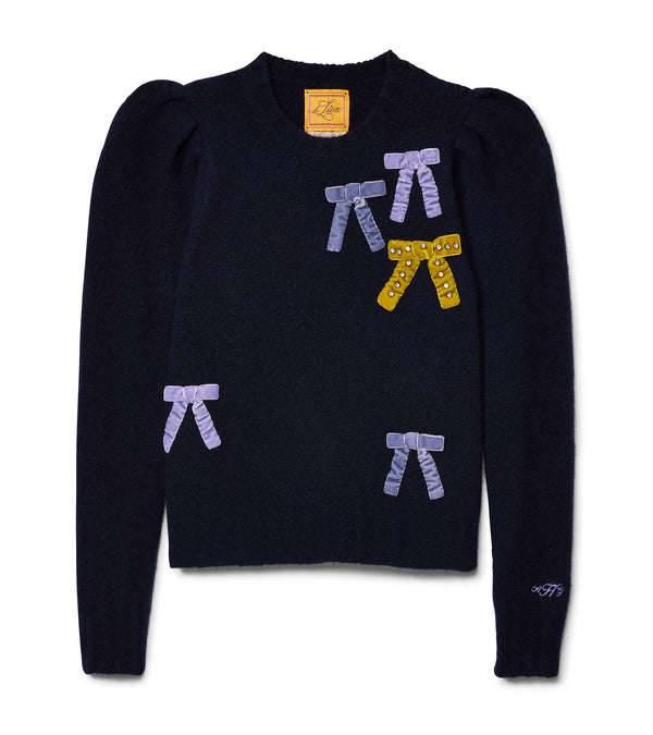 Le Lion Paris Puff Sleeve With Bows Navy