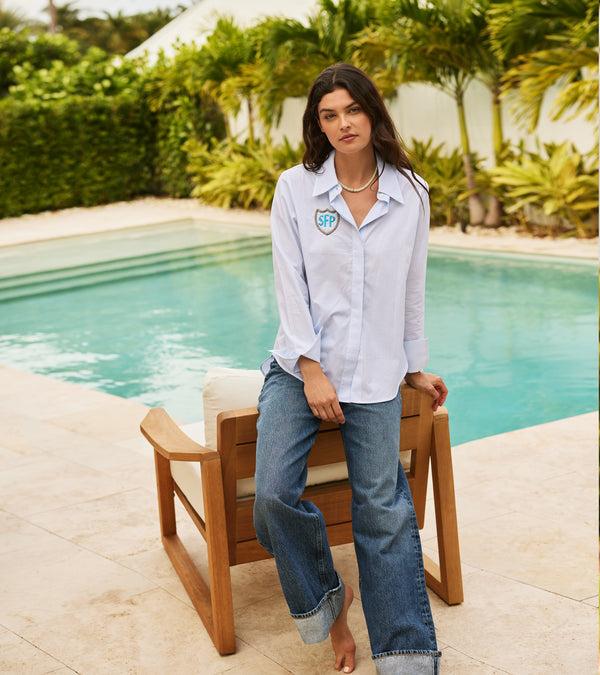 Le Lion Roseann Shirt Dandy White Stripe