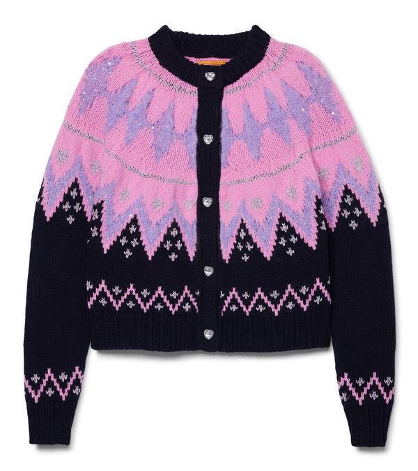 le lion West Fair Isle Cardigan Pink Multi