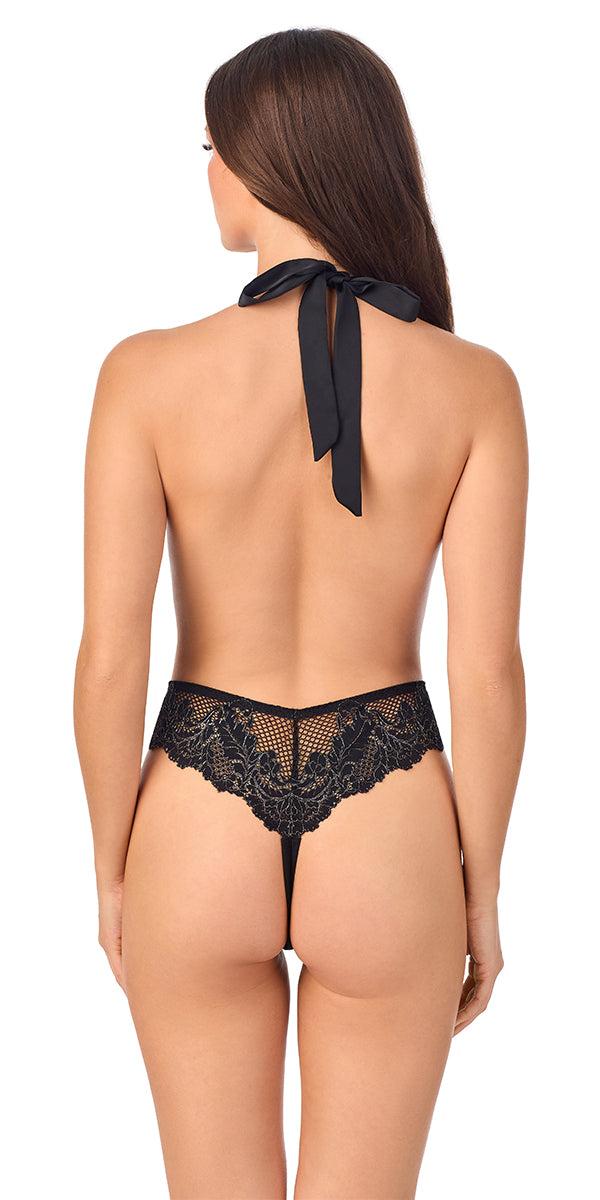 Le Mystere Lace Allure Bodysuit - Black Lurex