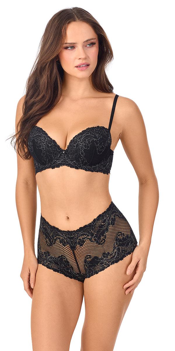 le mystere Lace Allure Demi - Black Lurex