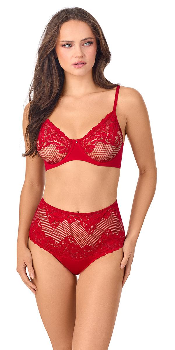 le mystere Lace Allure Unlined Bra - Crimson
