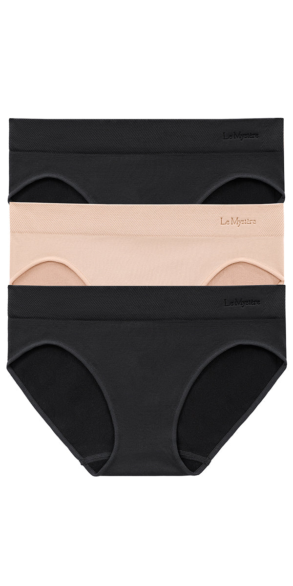 le mystere Seamless Comfort Bikini 3 Pack - Black Black Natural