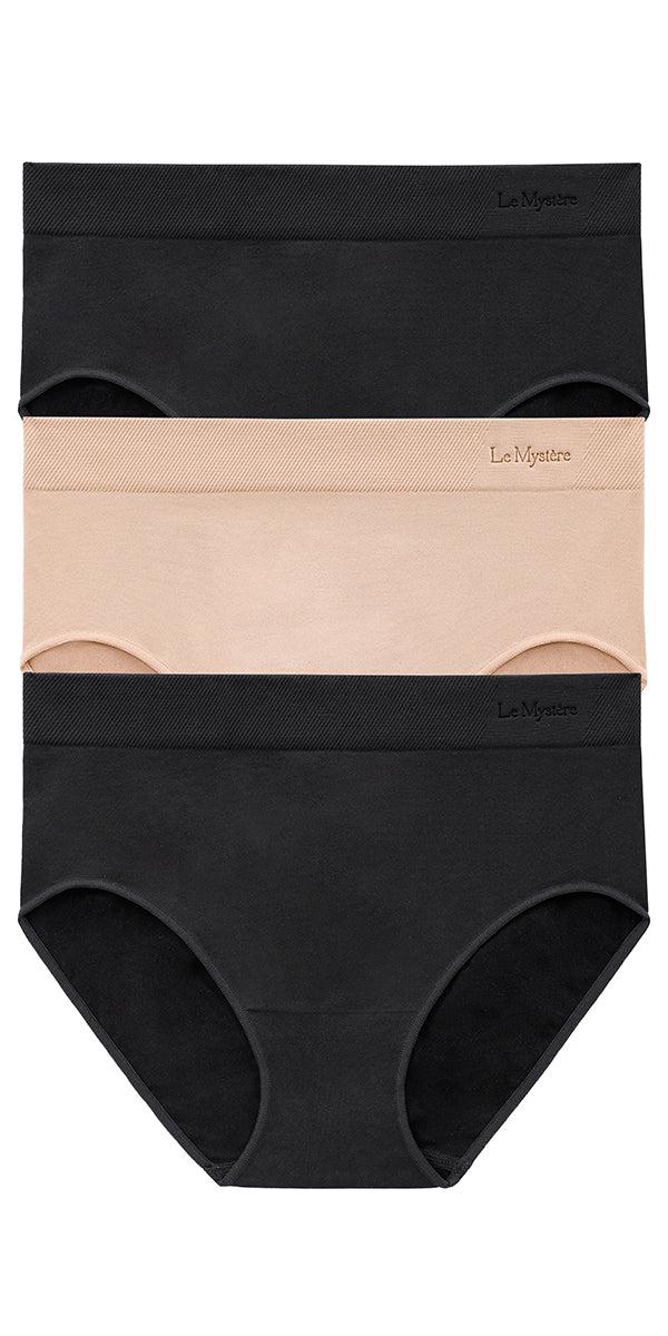 le mystere Seamless Comfort Brief 3 Pack - Black Black Natural