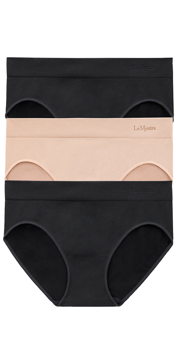 le mystere Seamless Comfort Hipster 3 Pack - Black Black Natural