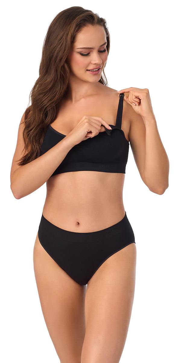 Le Mystere Seamless Comfort Nursing Bra With Removable Leak Proof Pads - Black