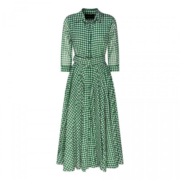 Le Noir Cortina Aster Abstract Dogstooth Shirt Dress