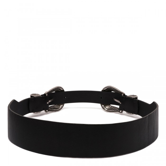 Le Noir Cortina Black Leather Belt With Double Buckle