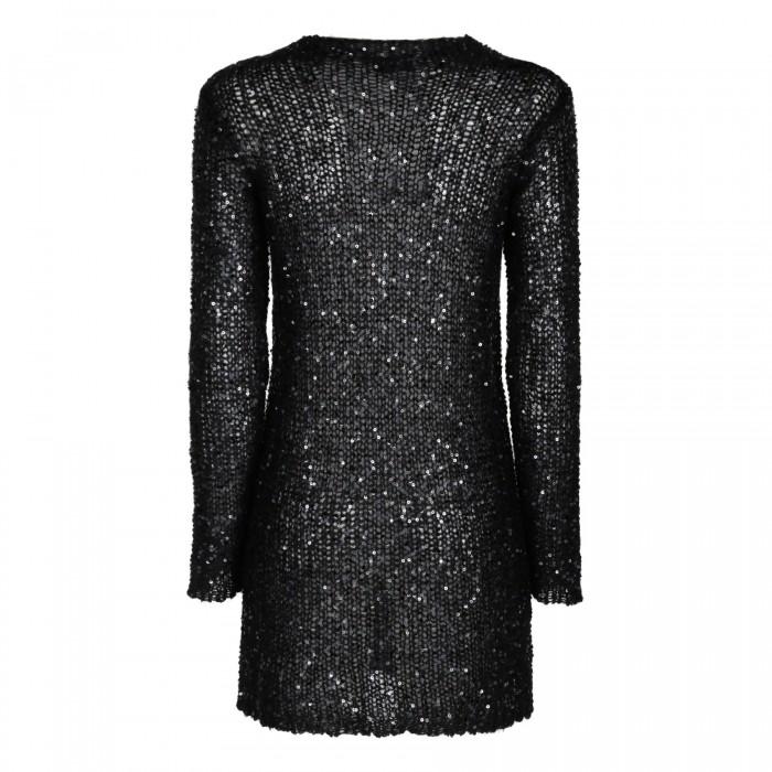 Le Noir Cortina Black Sequin Mohair Blend Minidress