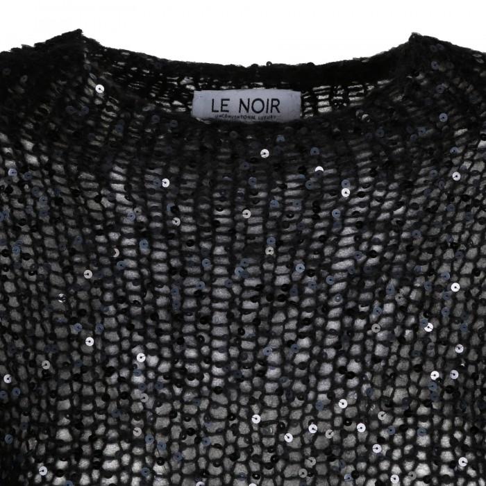 Le Noir Cortina Black Sequin Mohair Blend Minidress