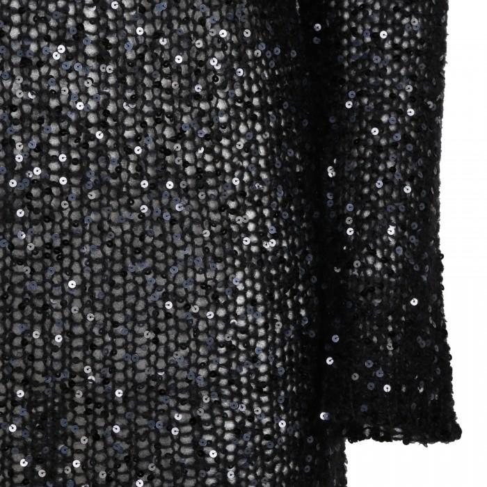 Le Noir Cortina Black Sequin Mohair Blend Minidress