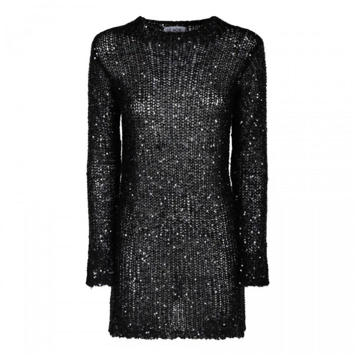 le noir cortina Black sequin mohair blend minidress